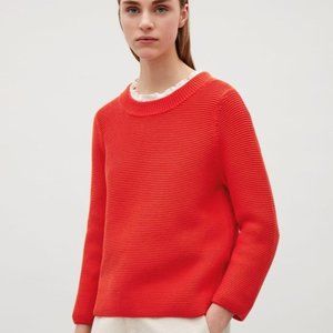 COS Tomato Red Textured Cotton Sweater